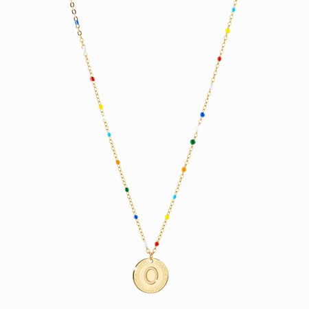 Rebecca Gold O Necklace with Multicoloured Beads